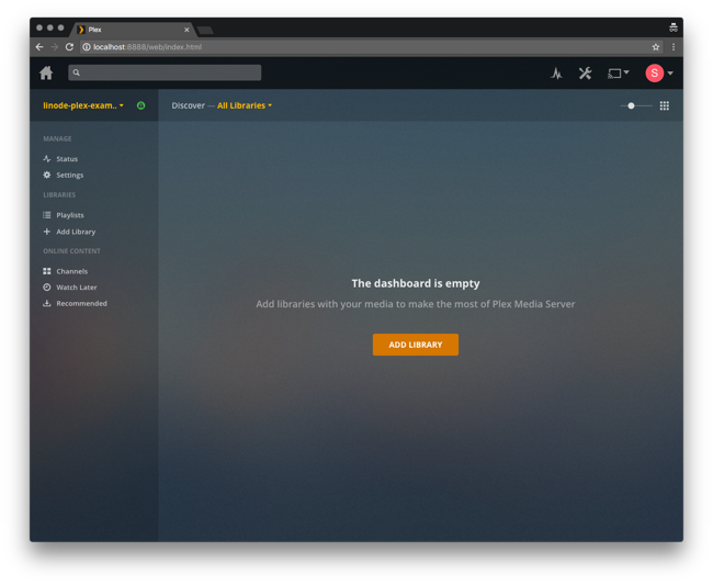 Plex web interface - Add Library