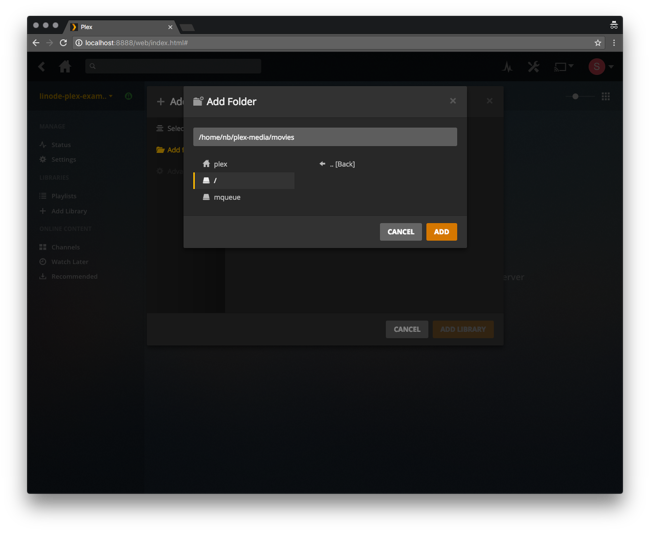 Plex web interface - Library location