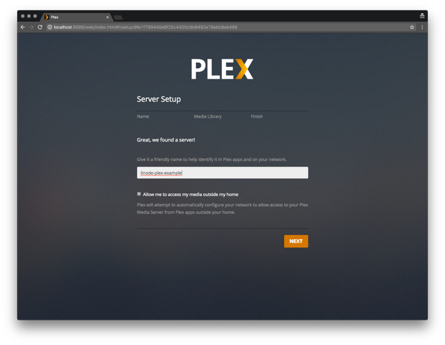 Plex web interface - Server Name.