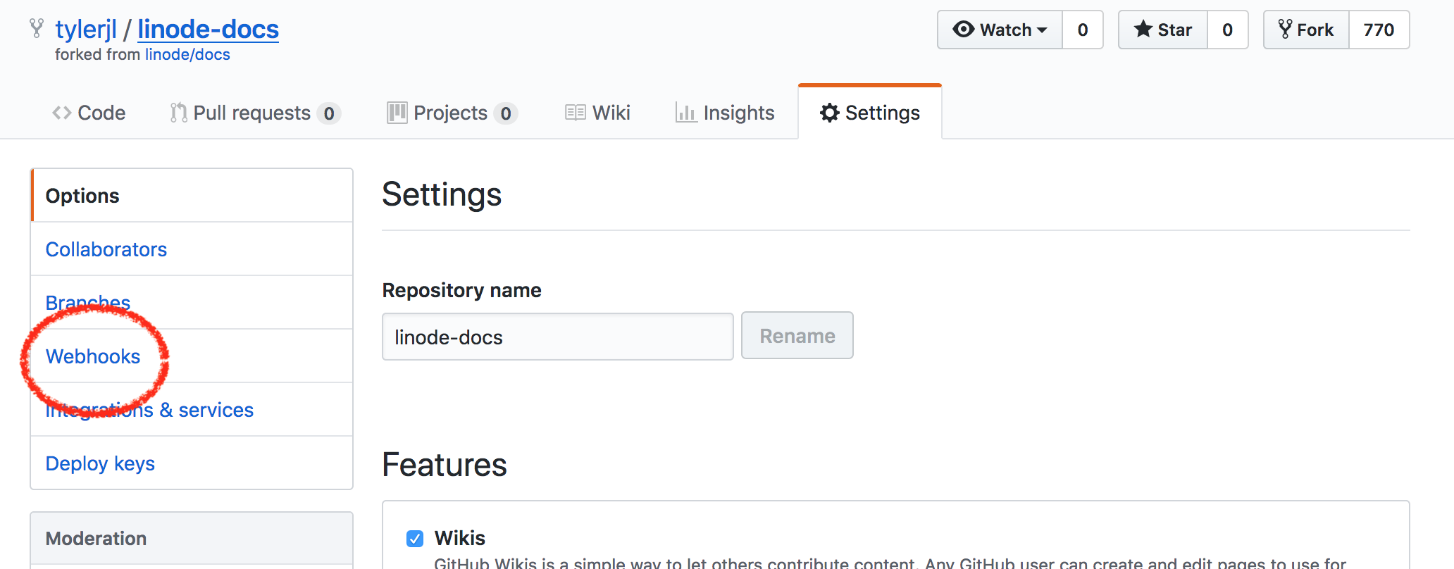 GitHub Webhook Settings