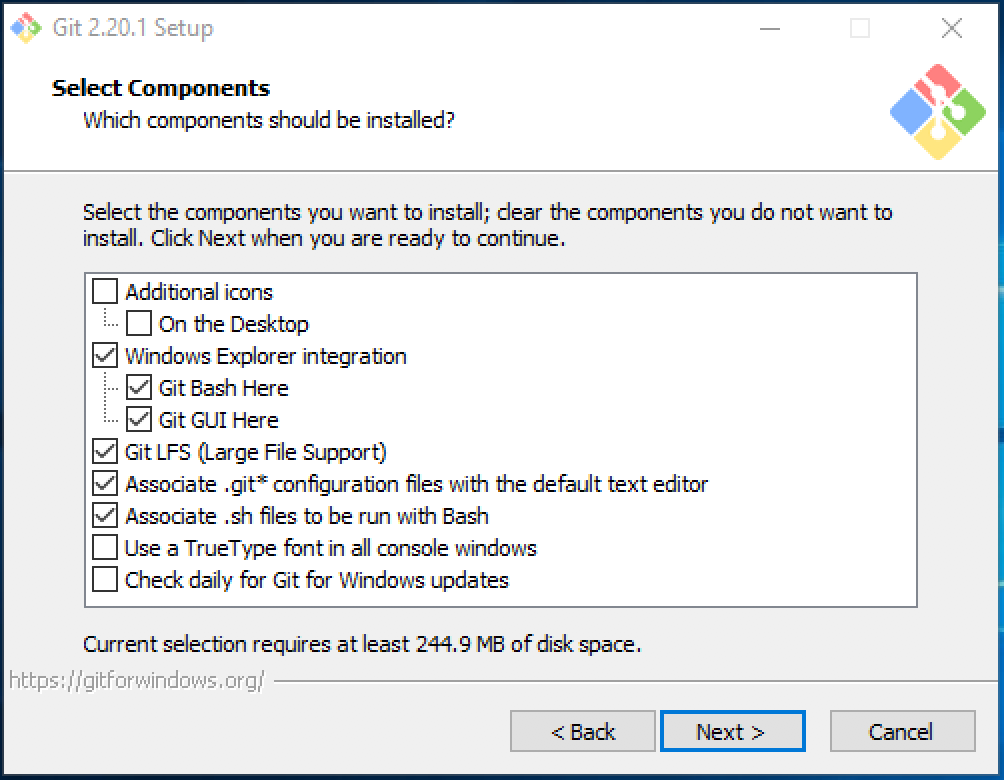 Accept the default or select additional components.