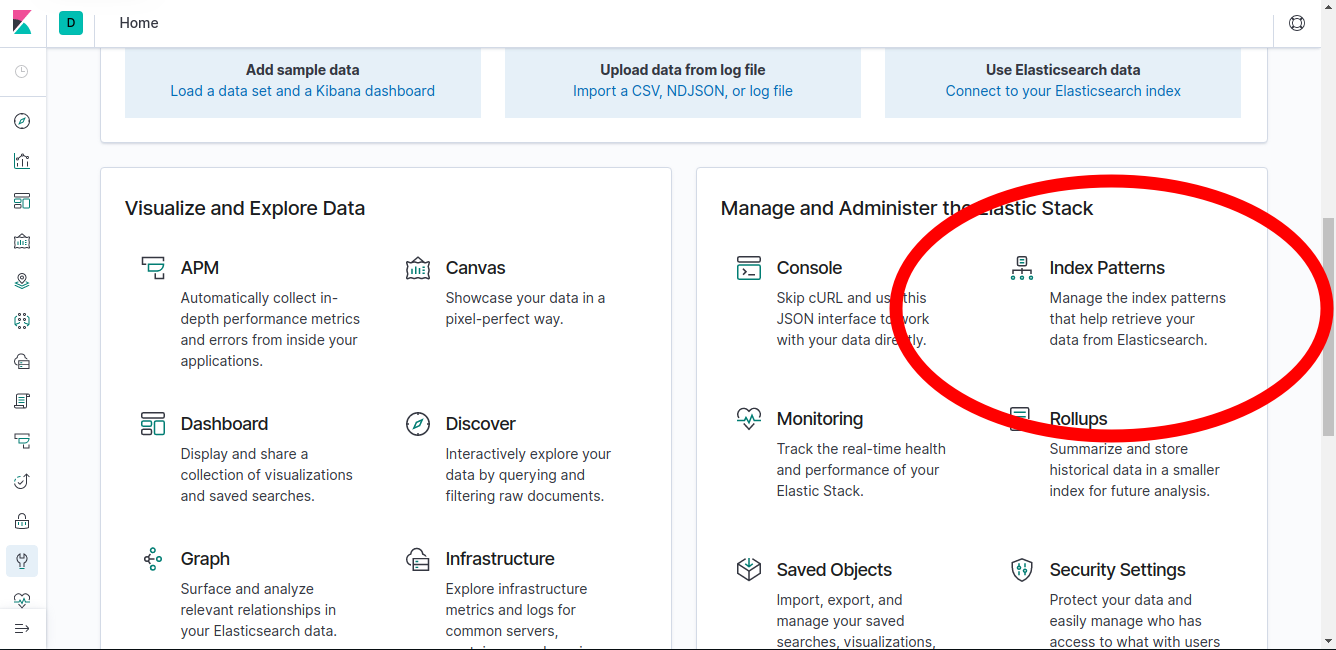 Kibana Home Page Index Patterns