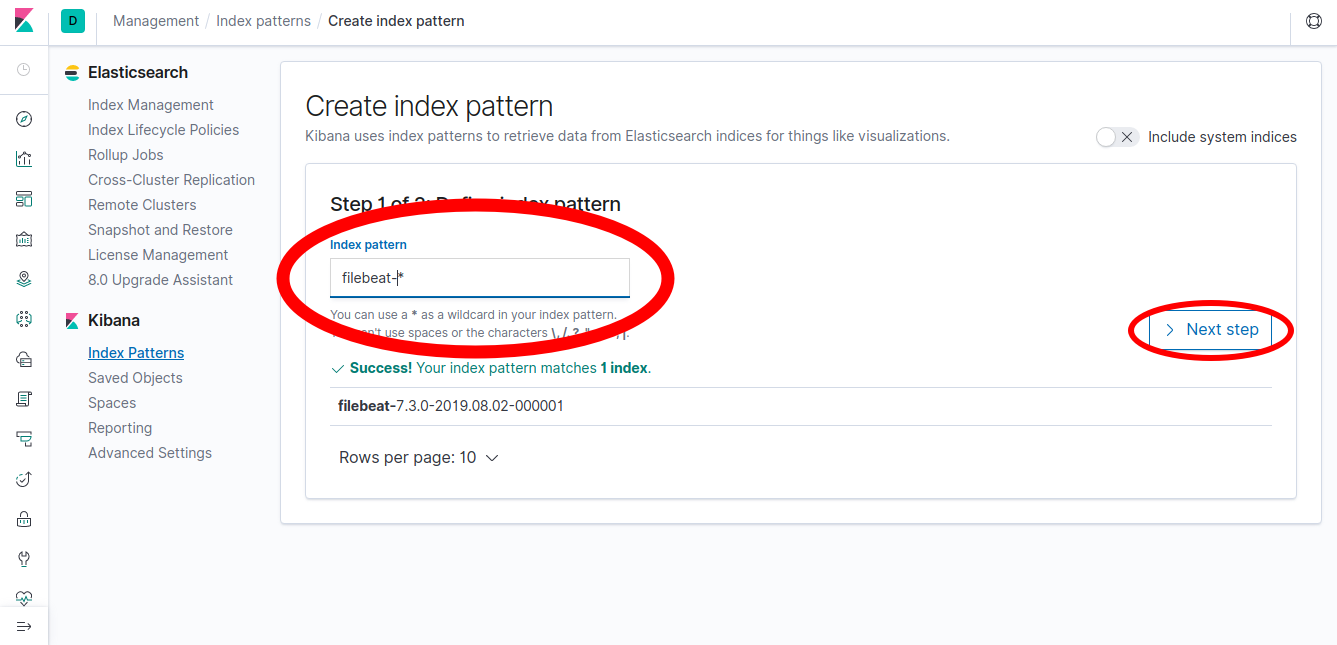 Kibana Create Index Pattern