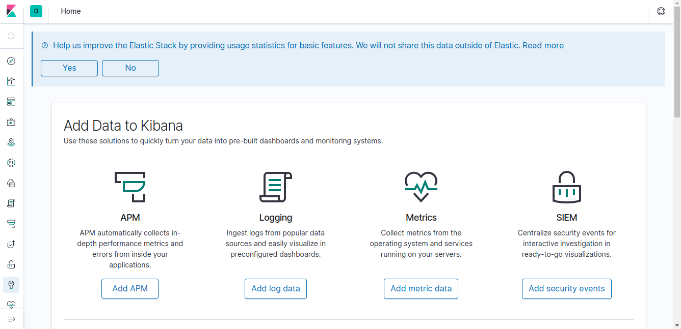 Initial Kibana Page