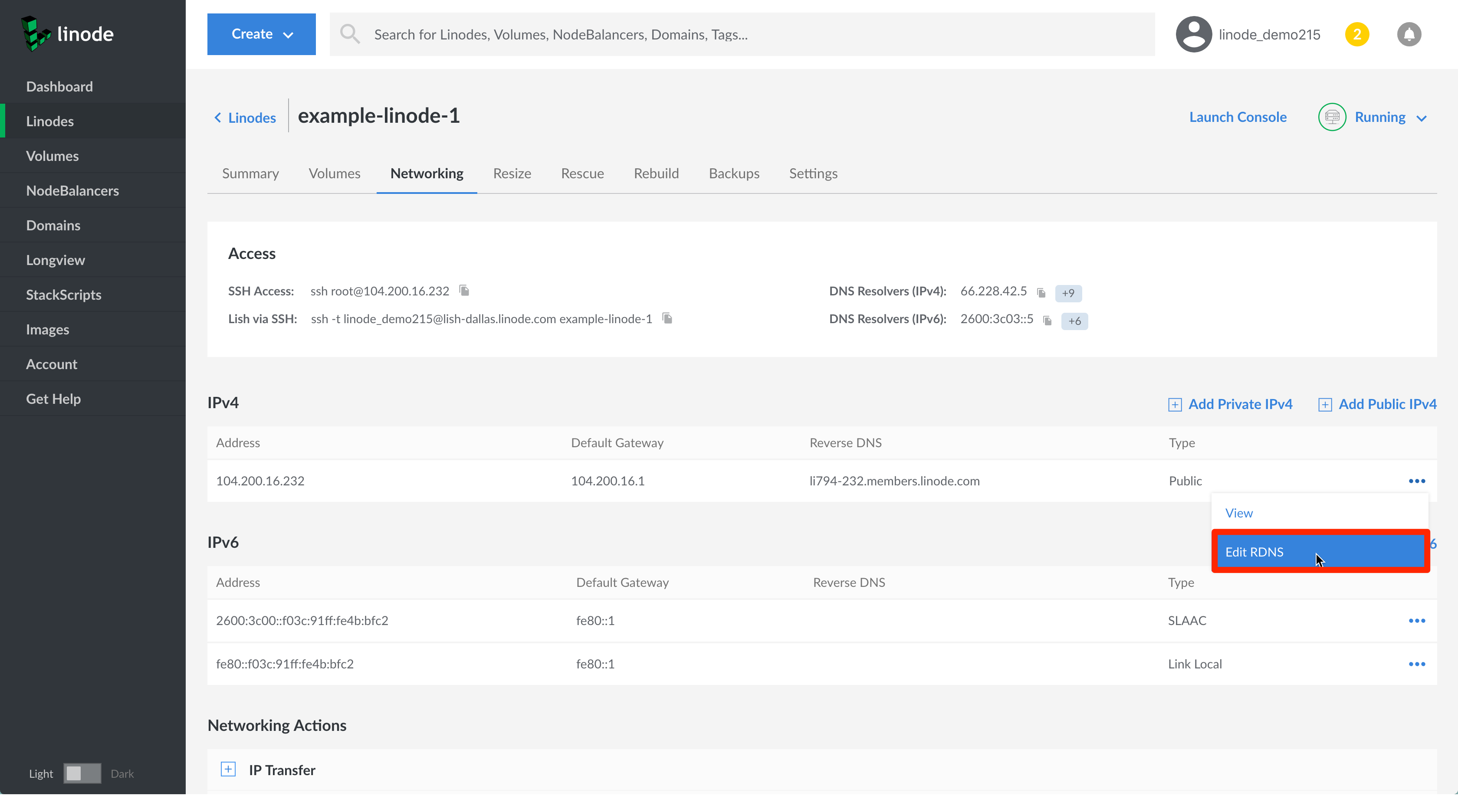 Selecting reverse DNS