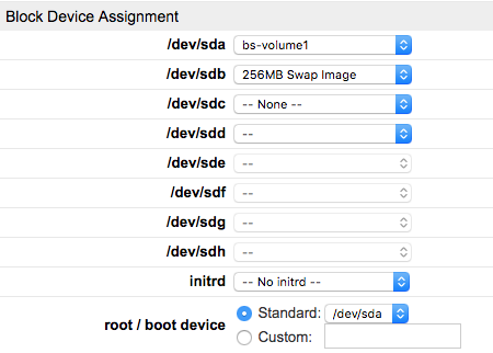 /dev/sda set to Block Storage Volume