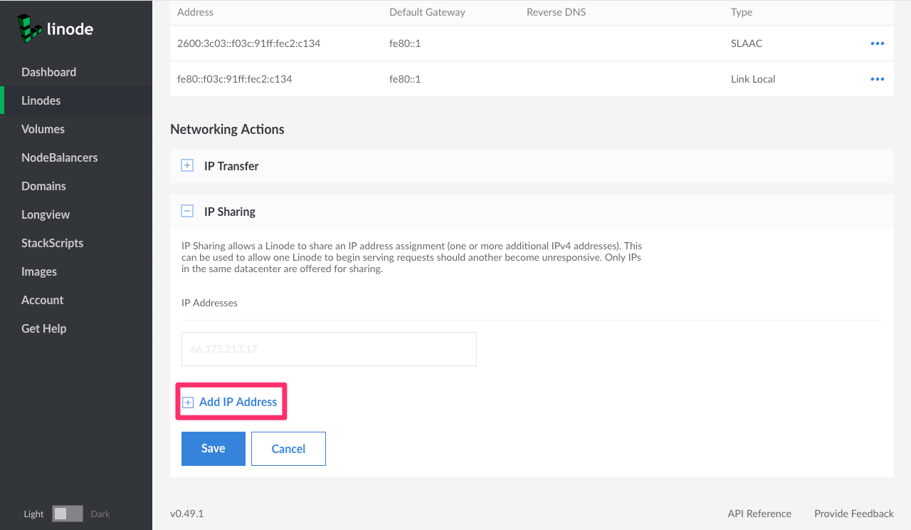 Configuring IP sharing