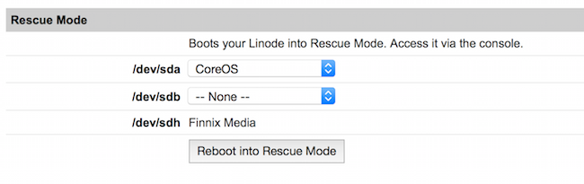 Set /dev/sda to CoreOS disk image