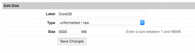 Specify disk name and size